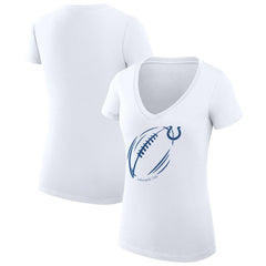Indianapolis Colts G-III 4Her by Carl Banks Women's Super-Slim Fit Lightweight Subtle Football V-Neck T-Shirt White