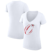 Kansas City Chiefs G-III 4Her by Carl Banks Women's Super-Slim Fit Lightweight Subtle Football V-Neck T-Shirt White