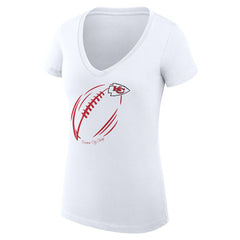 Kansas City Chiefs G-III 4Her by Carl Banks Women's Super-Slim Fit Lightweight Subtle Football V-Neck T-Shirt White