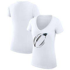 Carolina Panthers G-III 4Her by Carl Banks Women's Super-Slim Fit Lightweight Subtle Football V-Neck T-Shirt White