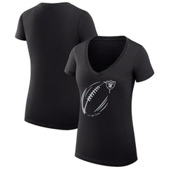 Las Vegas Raiders G-III 4Her by Carl Banks Women's Super-Slim Fit Lightweight Subtle Football V-Neck T-Shirt Black