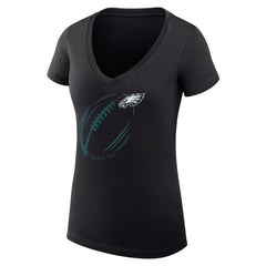 Philadelphia Eagles G-III 4Her by Carl Banks Women's Super-Slim Fit Lightweight Subtle Football V-Neck T-Shirt Black