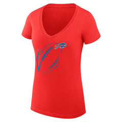 Buffalo Bills G-III 4Her by Carl Banks Women's Super-Slim Fit Lightweight Subtle Football V-Neck T-Shirt Red