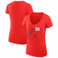 New York Giants G-III 4Her by Carl Banks Women's Super-Slim Fit Lightweight Subtle Football V-Neck T-Shirt Red