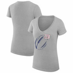 New York Giants G-III 4Her by Carl Banks Women's Super-Slim Fit Lightweight Subtle Football V-Neck T-Shirt Heather Gray