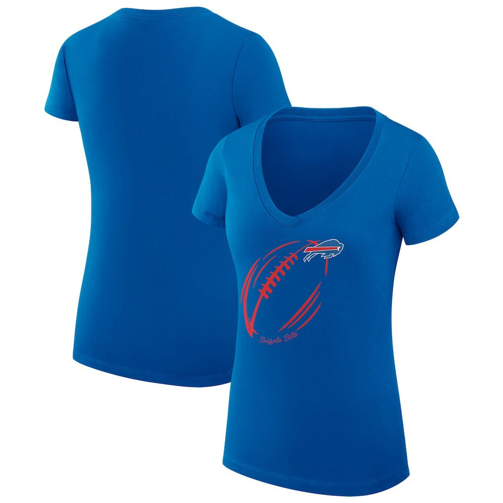 Buffalo Bills G-III 4Her by Carl Banks Women's Super-Slim Fit Lightweight Subtle Football V-Neck T-Shirt Royal