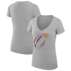 Washington Commanders G-III 4Her by Carl Banks Women's Super-Slim Fit Lightweight Subtle Football V-Neck T-Shirt Heather Gray
