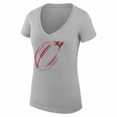 Tampa Bay Buccaneers G-III 4Her by Carl Banks Women's Super-Slim Fit Lightweight Subtle Football V-Neck T-Shirt Heather Gray