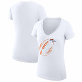 Denver Broncos G-III 4Her by Carl Banks Women's Super-Slim Fit Lightweight Subtle Football V-Neck T-Shirt White