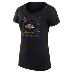 Baltimore Ravens G-III 4Her by Carl Banks Women's Super-Slim Fit Lightweight Collage Team T-Shirt Black