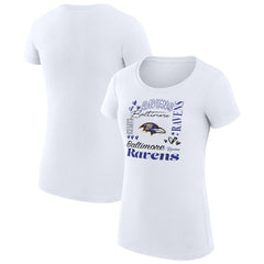Baltimore Ravens G-III 4Her by Carl Banks Women's Super-Slim Fit Lightweight Collage Team T-Shirt White
