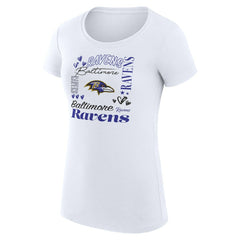 Baltimore Ravens G-III 4Her by Carl Banks Women's Super-Slim Fit Lightweight Collage Team T-Shirt White