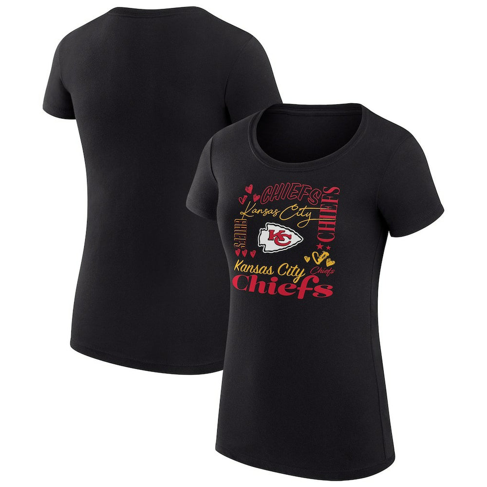 Kansas City Chiefs G-III 4Her by Carl Banks Women's Super-Slim Fit Lightweight Collage Team T-Shirt Black