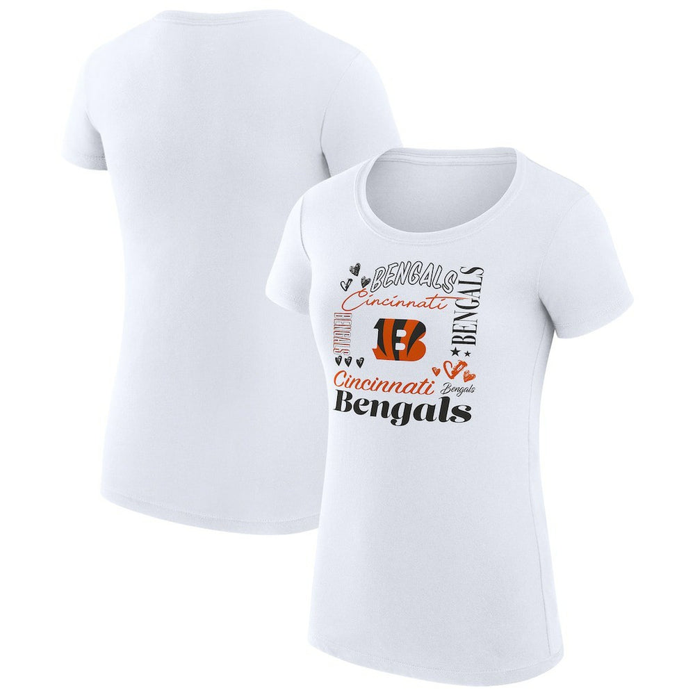 Cincinnati Bengals G-III 4Her by Carl Banks Women's Super-Slim Fit Lightweight Collage Team T-Shirt White