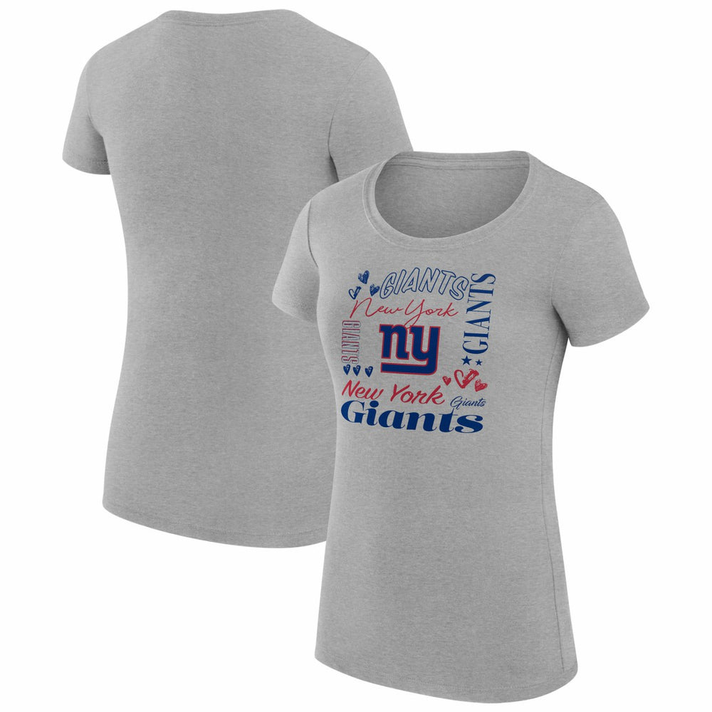 New York Giants G-III 4Her by Carl Banks Women's Super-Slim Fit Lightweight Collage Team T-Shirt Heather Gray