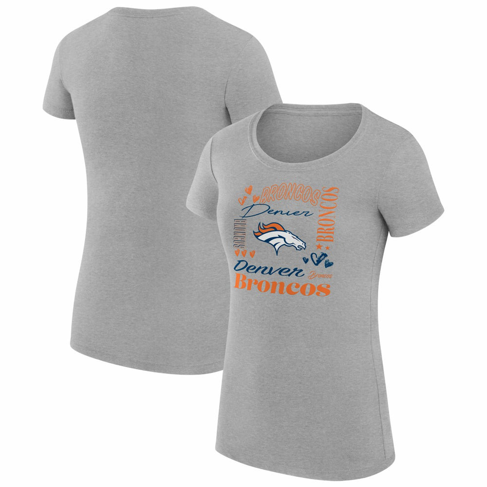Denver Broncos G-III 4Her by Carl Banks Women's Super-Slim Fit Lightweight Collage Team T-Shirt Heather Gray