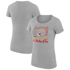 Kansas City Chiefs G-III 4Her by Carl Banks Women's Super-Slim Fit Lightweight Collage Team T-Shirt Heather Gray