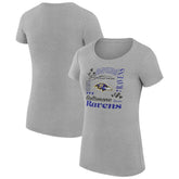 Baltimore Ravens G-III 4Her by Carl Banks Women's Super-Slim Fit Lightweight Collage Team T-Shirt Heather Gray