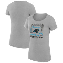 Carolina Panthers G-III 4Her by Carl Banks Women's Super-Slim Fit Lightweight Collage Team T-Shirt Heather Gray
