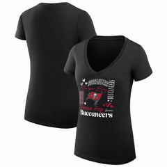 Tampa Bay Buccaneers G-III 4Her by Carl Banks Women's Super-Slim Fit Lightweight Collage Team V-Neck T-Shirt Black