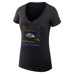 Baltimore Ravens G-III 4Her by Carl Banks Women's Super-Slim Fit Lightweight Collage Team V-Neck T-Shirt Black
