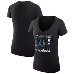 Indianapolis Colts G-III 4Her by Carl Banks Women's Super-Slim Fit Lightweight Collage Team V-Neck T-Shirt Black