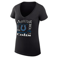 Indianapolis Colts G-III 4Her by Carl Banks Women's Super-Slim Fit Lightweight Collage Team V-Neck T-Shirt Black