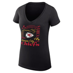 Kansas City Chiefs G-III 4Her by Carl Banks Women's Super-Slim Fit Lightweight Collage Team V-Neck T-Shirt Black