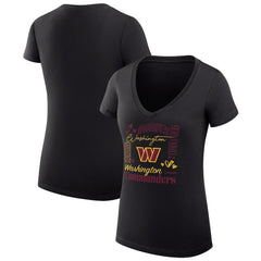 Washington Commanders G-III 4Her by Carl Banks Women's Super-Slim Fit Lightweight Collage Team V-Neck T-Shirt Black