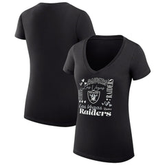 Las Vegas Raiders G-III 4Her by Carl Banks Women's Super-Slim Fit Lightweight Collage Team V-Neck T-Shirt Black