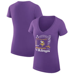 Minnesota Vikings G-III 4Her by Carl Banks Women's Super-Slim Fit Lightweight Collage Team V-Neck T-Shirt Purple