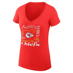 Kansas City Chiefs G-III 4Her by Carl Banks Women's Super-Slim Fit Lightweight Collage Team V-Neck T-Shirt Red