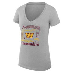 Washington Commanders G-III 4Her by Carl Banks Women's Super-Slim Fit Lightweight Collage Team V-Neck T-Shirt Heather Gray