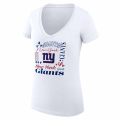 New York Giants G-III 4Her by Carl Banks Women's Super-Slim Fit Lightweight Collage Team V-Neck T-Shirt White