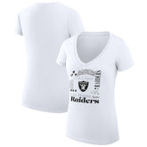 Las Vegas Raiders G-III 4Her by Carl Banks Women's Super-Slim Fit Lightweight Collage Team V-Neck T-Shirt White