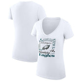 Philadelphia Eagles G-III 4Her by Carl Banks Women's Super-Slim Fit Lightweight Collage Team V-Neck T-Shirt White