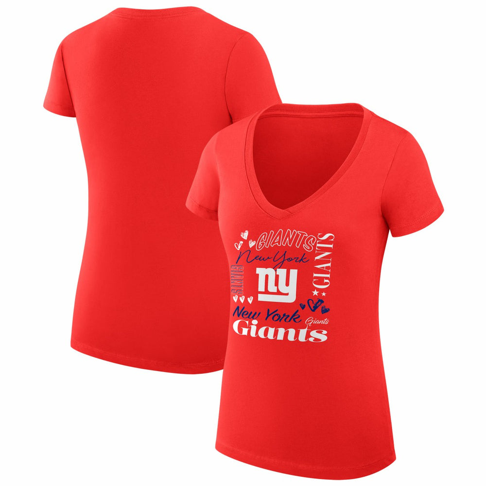 New York Giants G-III 4Her by Carl Banks Women's Super-Slim Fit Lightweight Collage Team V-Neck T-Shirt Red