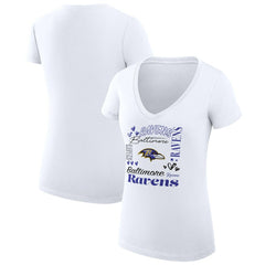 Baltimore Ravens G-III 4Her by Carl Banks Women's Super-Slim Fit Lightweight Collage Team V-Neck T-Shirt White