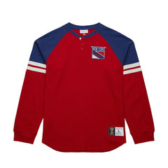 NHL New York Rangers Mitchell & Ness Thermal Henley Long Sleeve T-Shirt - Red