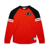 NHL Philadelphia Flyers Mitchell & Ness Thermal Henley Long Sleeve T-Shirt - Orange