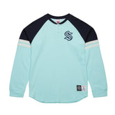 NHL Seattle Kraken Mitchell & Ness Thermal Henley Long Sleeve T-Shirt - Light Blue
