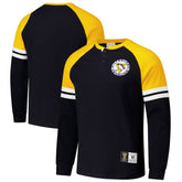 NHL Pittsburgh Penguins Mitchell & Ness Thermal Henley Long Sleeve T-Shirt - Black