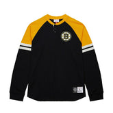 NHL Boston Bruins Mitchell & Ness Thermal Henley Long Sleeve T-Shirt - Black