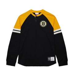 NHL Boston Bruins Mitchell & Ness Thermal Henley Long Sleeve T-Shirt - Black