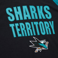 NHL San Jose Sharks Mitchell & Ness Legendary Slub Raglan Long Sleeve T-Shirt - Black/Teal