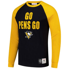 NHL Pittsburgh Penguins Mitchell & Ness Legendary Slub Raglan Long Sleeve T-Shirt - Black/Gold