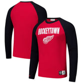 NHL Detroit Red Wings Mitchell & Ness Legendary Slub Raglan Long Sleeve T-Shirt - Red/Black