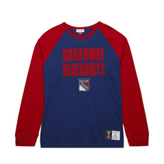 NHL New York Rangers Mitchell & Ness Legendary Slub Raglan Long Sleeve T-Shirt - Blue/Red