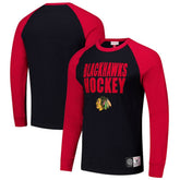 NHL Chicago Blackhawks Mitchell & Ness Legendary Slub Raglan Long Sleeve T-Shirt - Black/Red