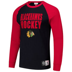NHL Chicago Blackhawks Mitchell & Ness Legendary Slub Raglan Long Sleeve T-Shirt - Black/Red